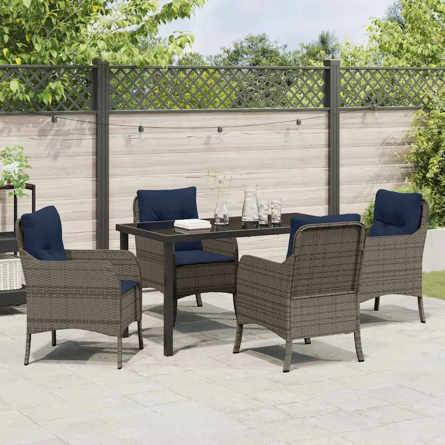 Ensemble de salle à manger pour jardin 5 pcs Gris polyrotin - 4