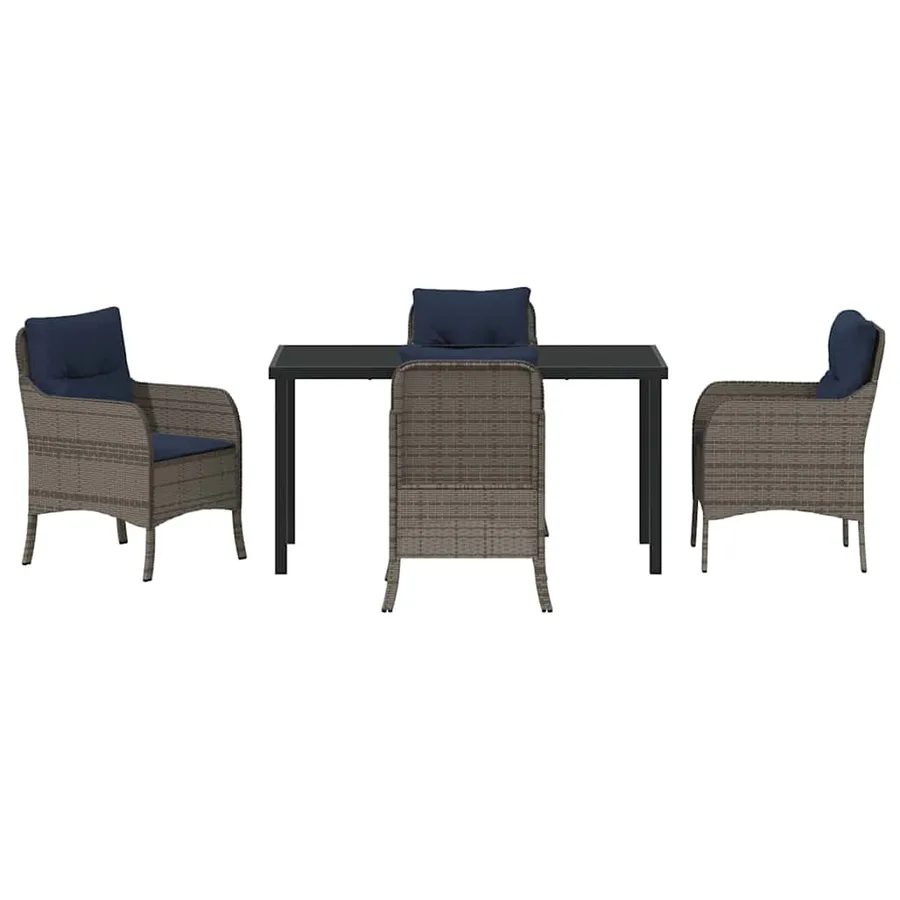 Ensemble de salle à manger pour jardin 5 pcs Gris polyrotin - 7