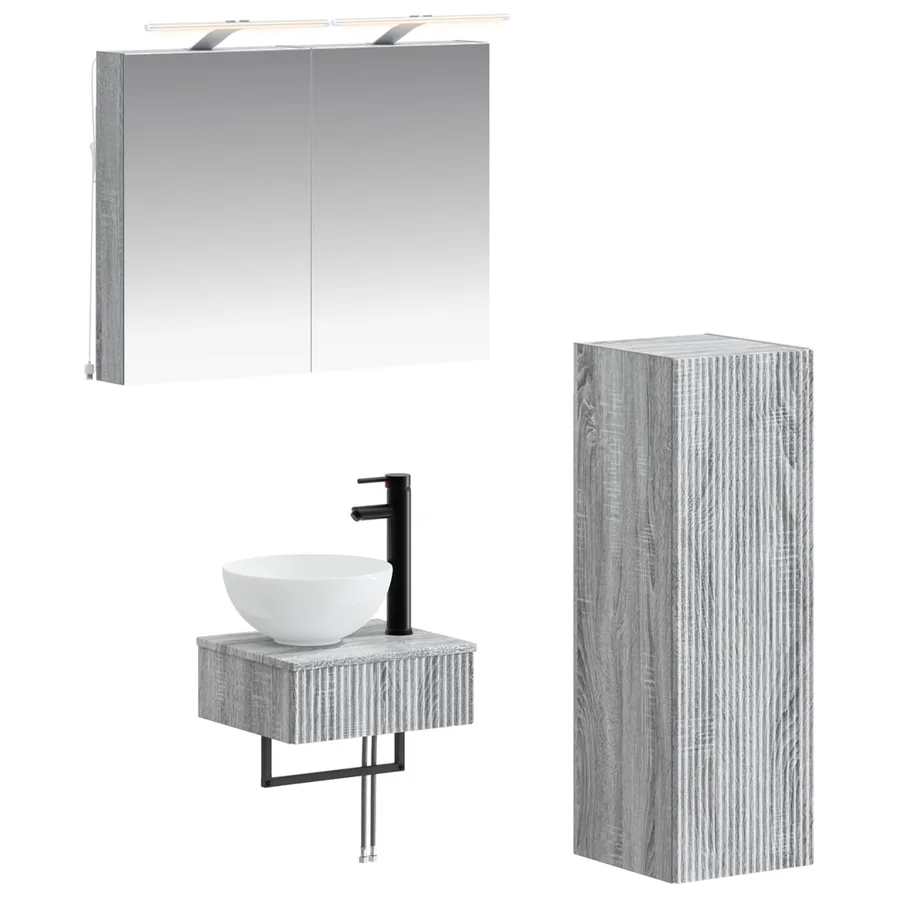 Ensemble d'armoire de salle de bain 4 pcs Sonoma gris - 2