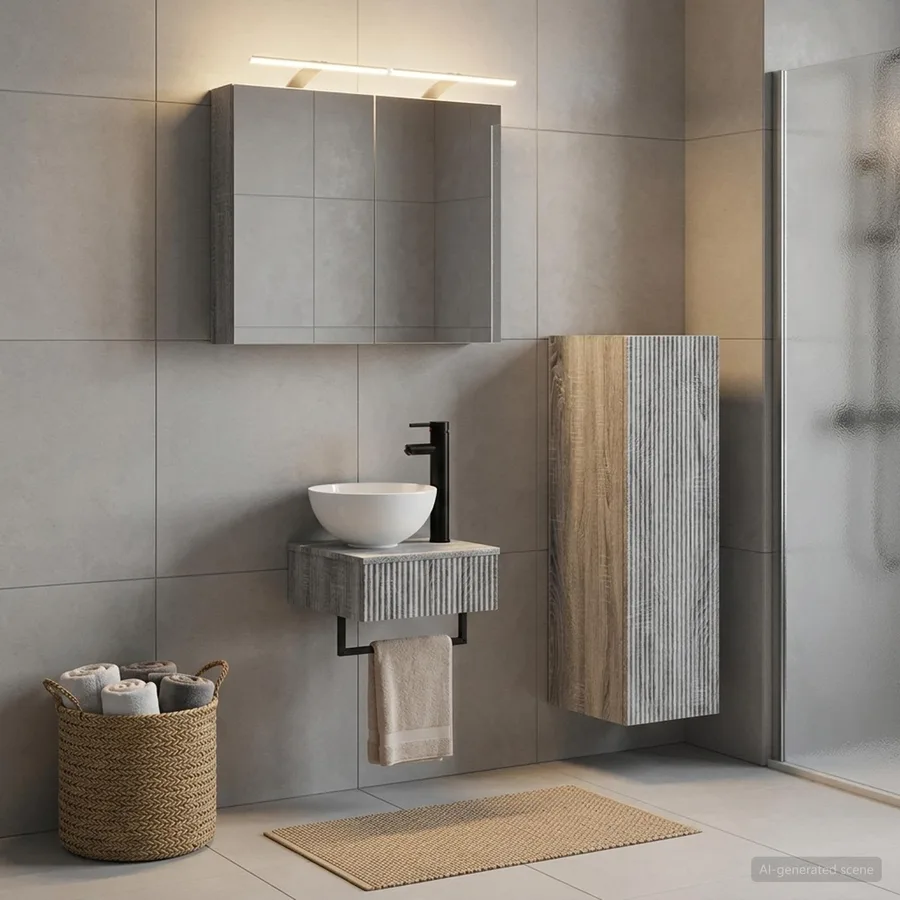 Ensemble d'armoire de salle de bain 4 pcs Sonoma gris - 4