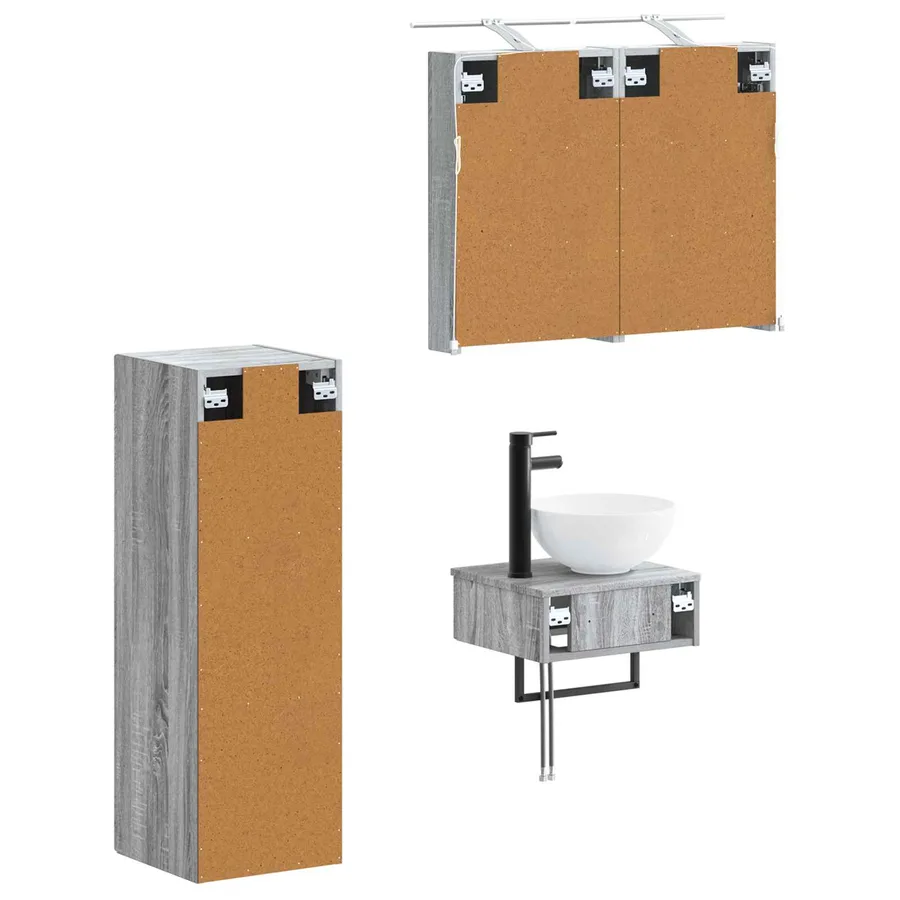 Ensemble d'armoire de salle de bain 4 pcs Sonoma gris - 5