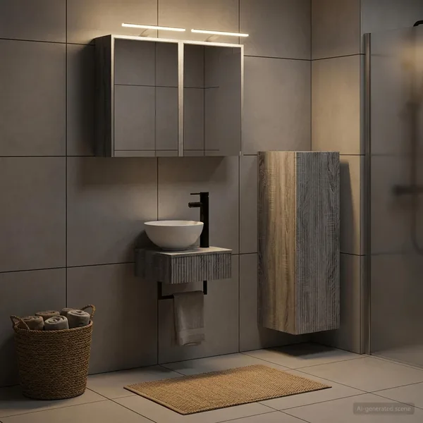 Ensemble d'armoire de salle de bain 4 pcs Sonoma gris