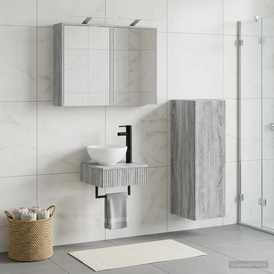 Ensemble d'armoire de salle de bain 4 pcs Sonoma gris - 4