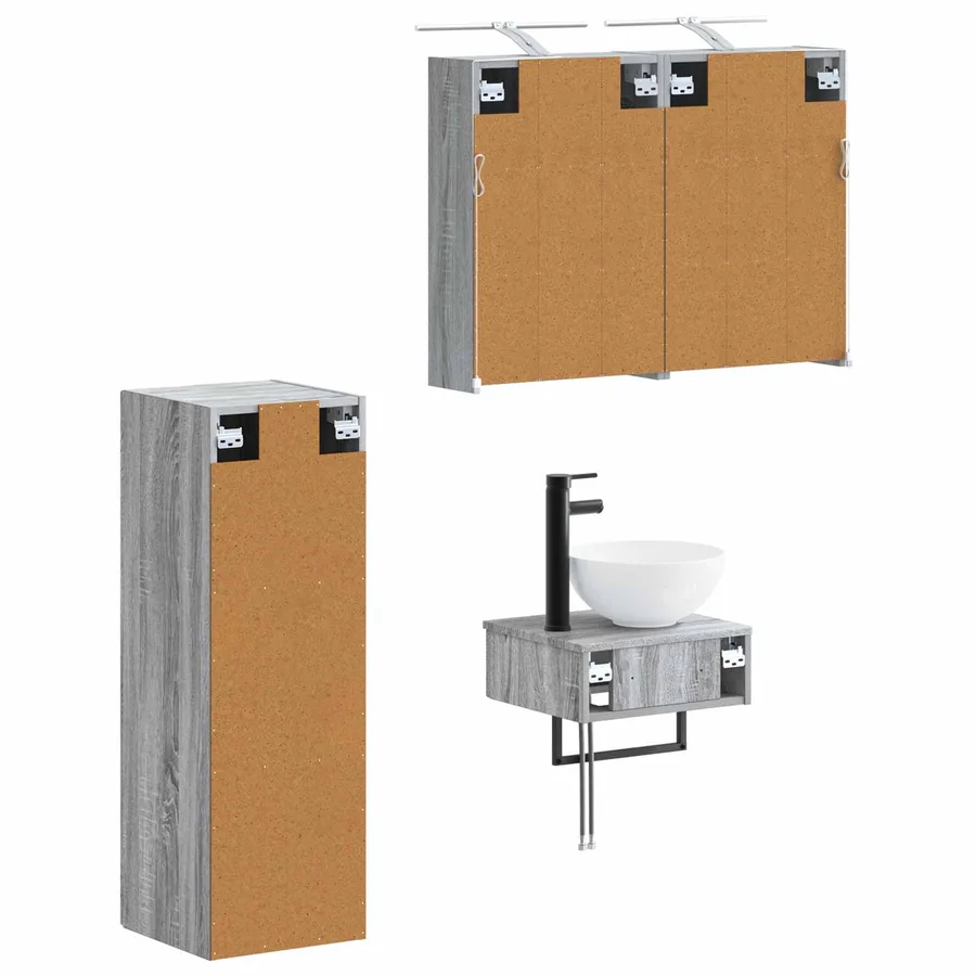 Ensemble d'armoire de salle de bain 4 pcs Sonoma gris - 5
