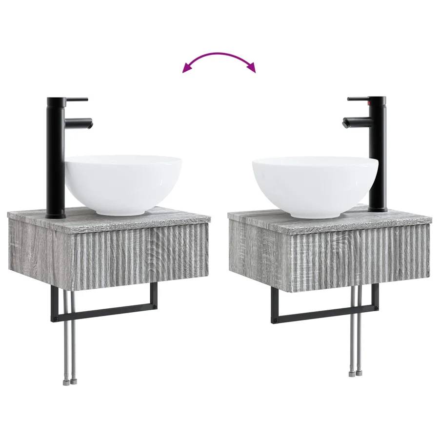 Ensemble d'armoire de salle de bain 4 pcs Sonoma gris - 9