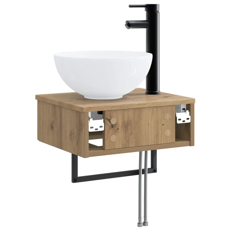 Basin de lavage mural Chêne artisanal 40 x 35 x 39 cm - 5