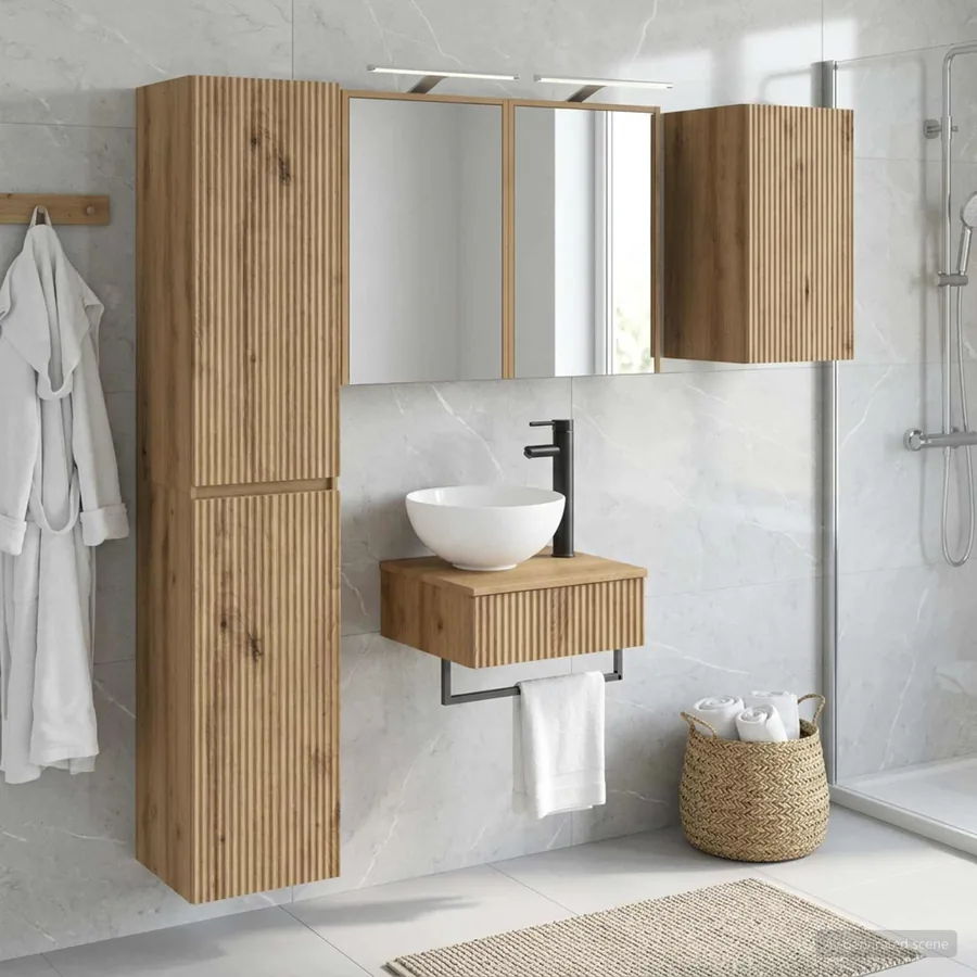 Ensemble de mobilier de salle de bain 5 pc Chêne artisanal