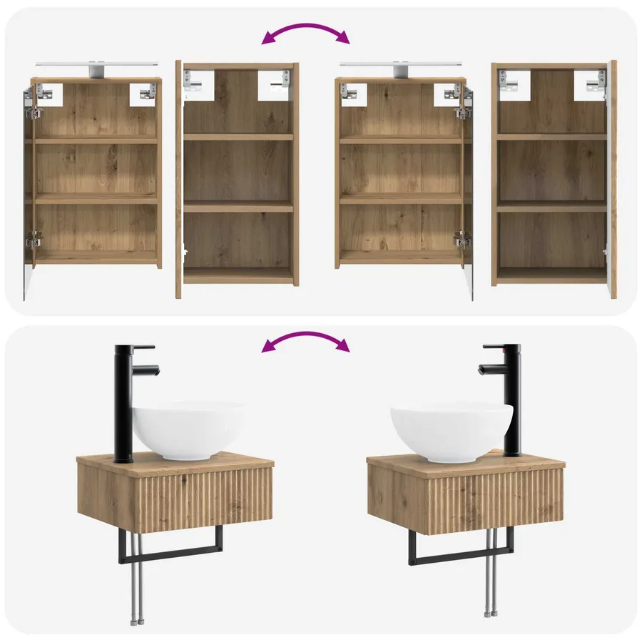 Ensemble de mobilier de salle de bain 5 pc Chêne artisanal - 14