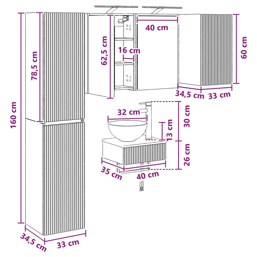Ensemble de mobilier de salle de bain 5 pc Chêne artisanal - 16