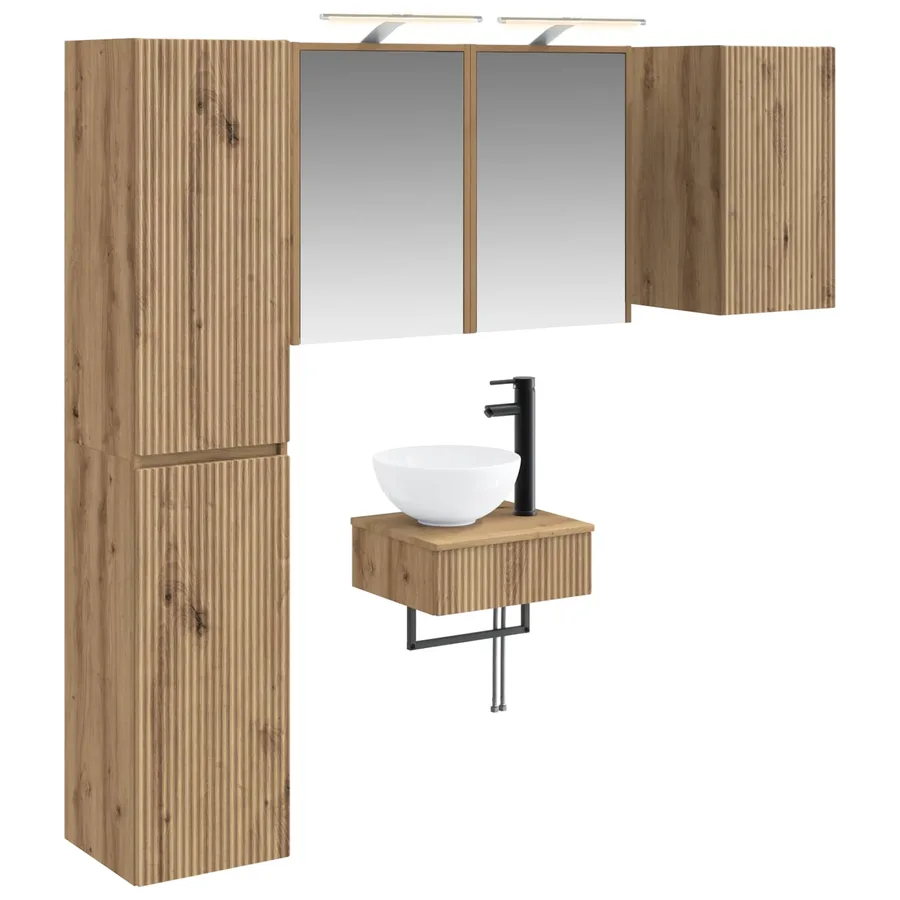 Ensemble de mobilier de salle de bain 5 pc Chêne artisanal - 2