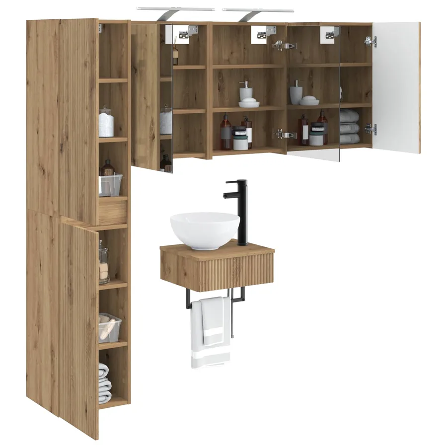 Ensemble de mobilier de salle de bain 5 pc Chêne artisanal - 3