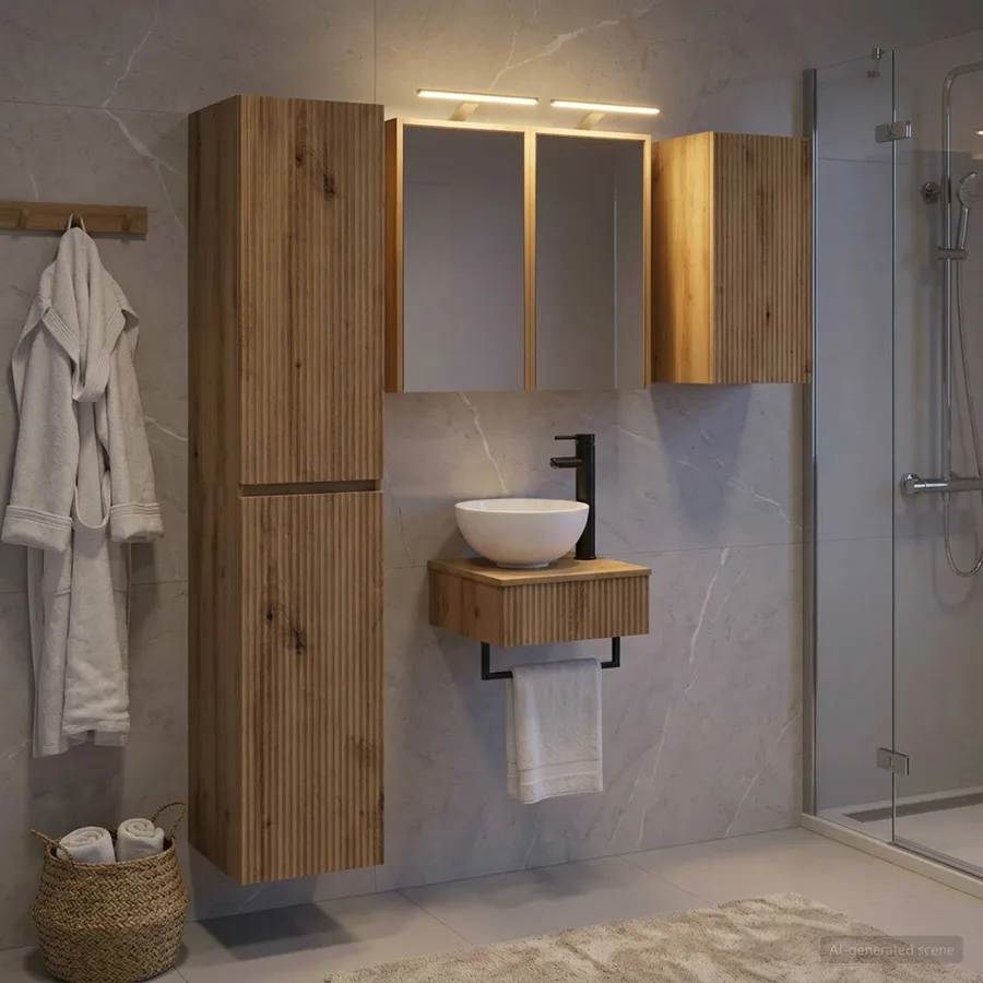 Ensemble de mobilier de salle de bain 5 pc Chêne artisanal - 4