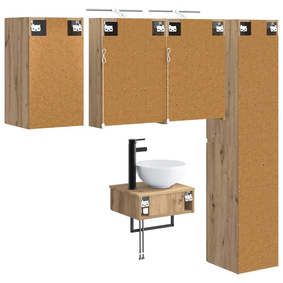 Ensemble de mobilier de salle de bain 5 pc Chêne artisanal - 9
