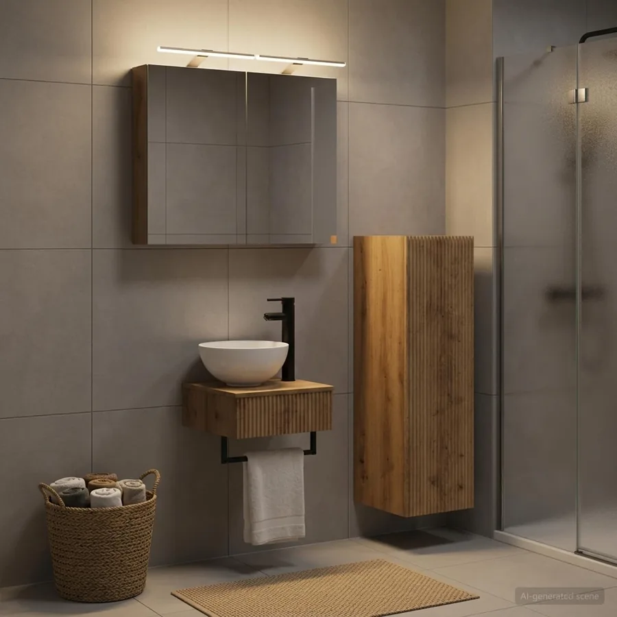 Ensemble d'armoire de salle de bain 4 pc Chêne artisanal
