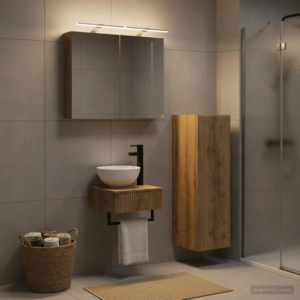 Ensemble d'armoire de salle de bain 4 pc Chêne artisanal