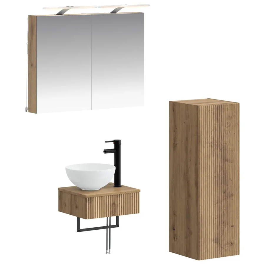 Ensemble d'armoire de salle de bain 4 pc Chêne artisanal - 2