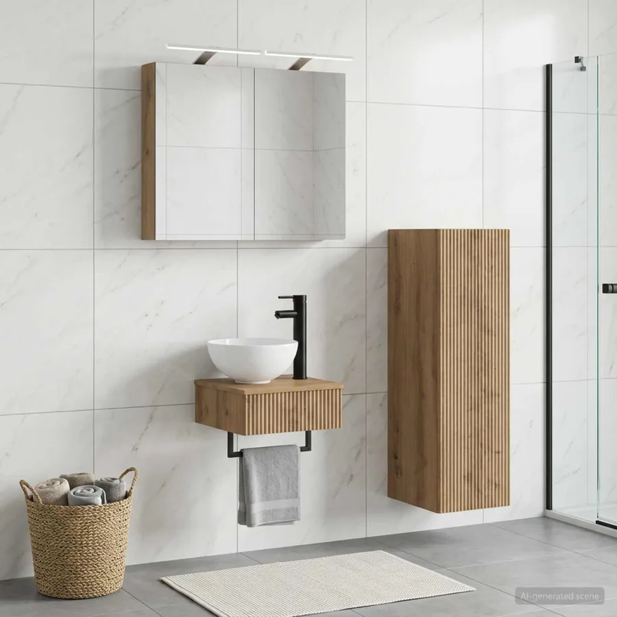 Ensemble d'armoire de salle de bain 4 pc Chêne artisanal - 4