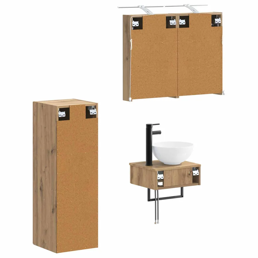 Ensemble d'armoire de salle de bain 4 pc Chêne artisanal - 5