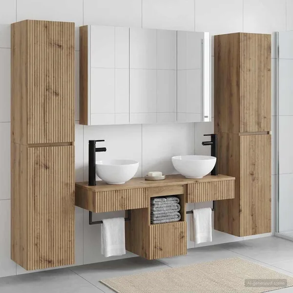 Ensemble de mobilier de salle de bain 6 pc Chêne artisanal