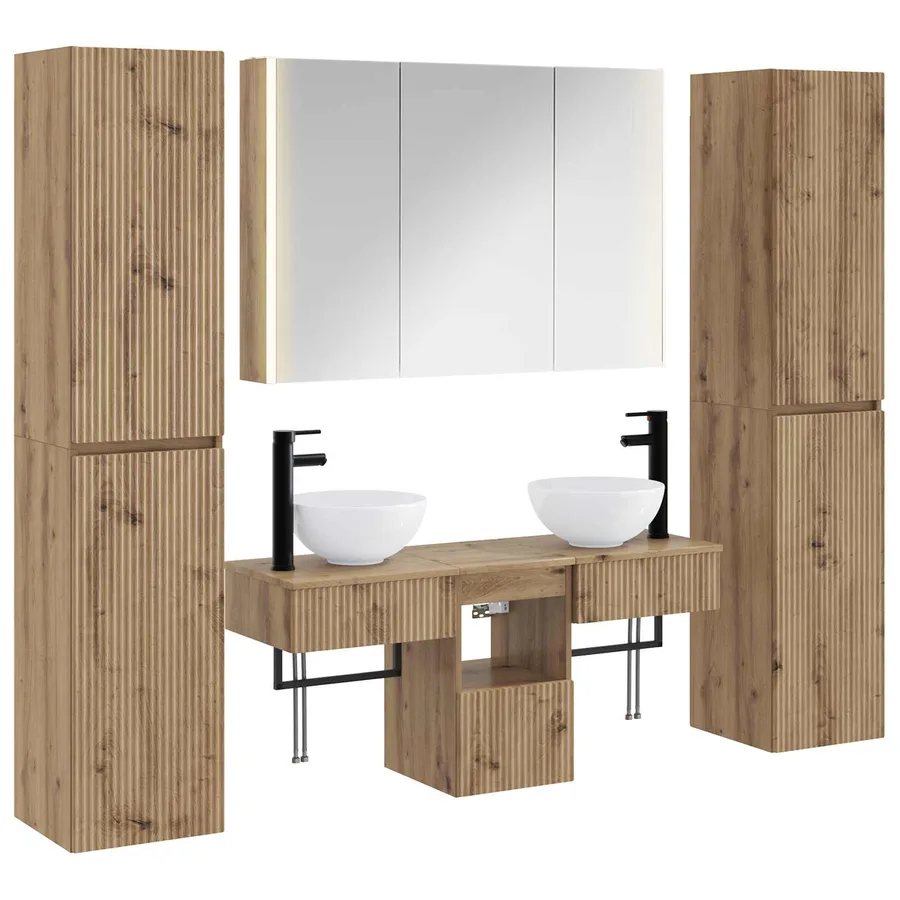 Ensemble de mobilier de salle de bain 6 pc Chêne artisanal - 2