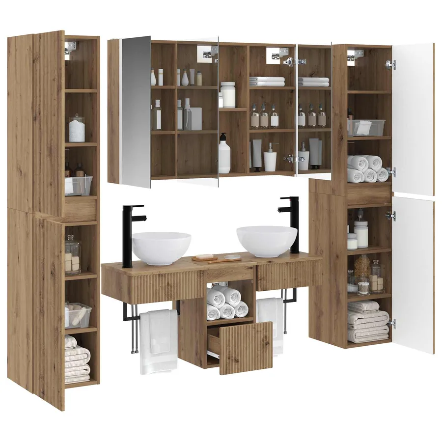 Ensemble de mobilier de salle de bain 6 pc Chêne artisanal - 3