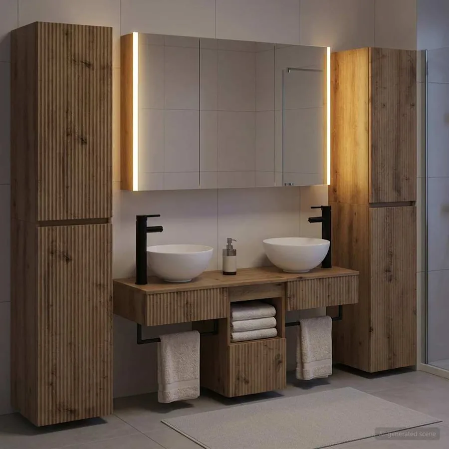 Ensemble de mobilier de salle de bain 6 pc Chêne artisanal - 4