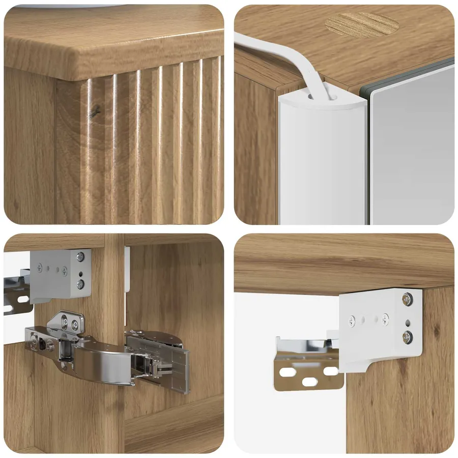 Ensemble de mobilier de salle de bain 6 pc Chêne artisanal - 8