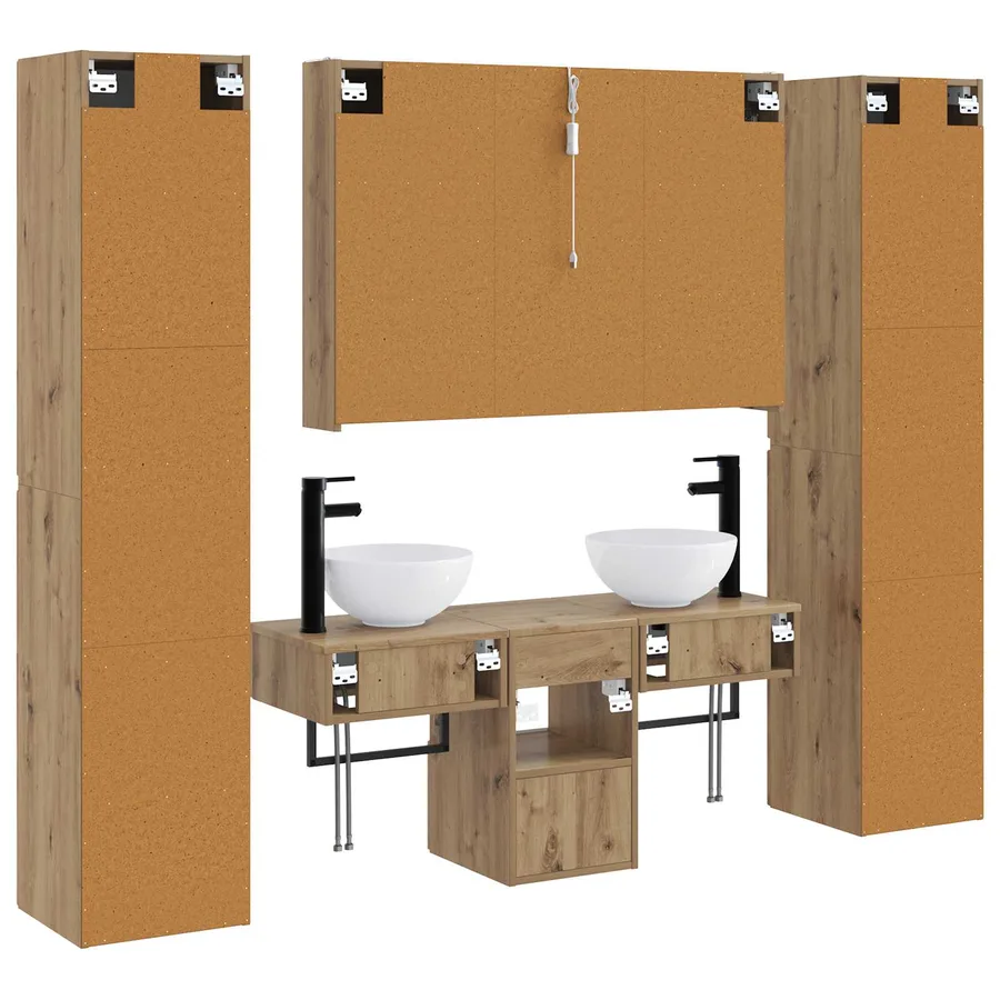 Ensemble de mobilier de salle de bain 6 pc Chêne artisanal - 9