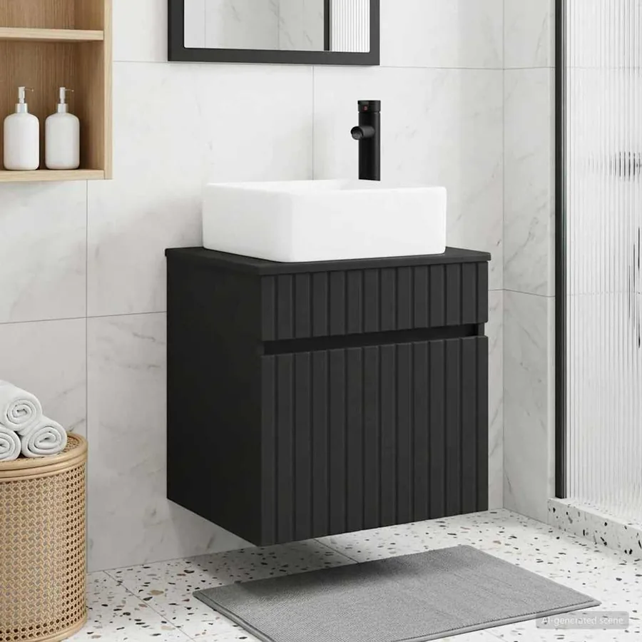 Meuble de lavabo mural Noir 49 x 41 x 63 cm Bois d'ingénierie