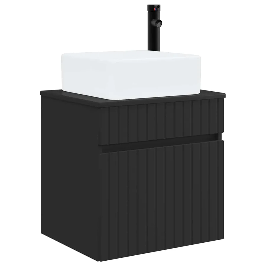 Meuble de lavabo mural Noir 49 x 41 x 63 cm Bois d'ingénierie - 2