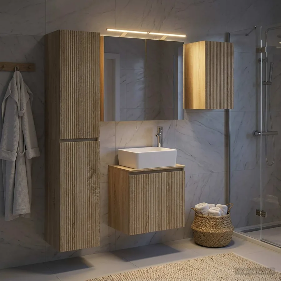 Ensemble d'armoire de salle de bain 5 pcs Chêne Sonoma
