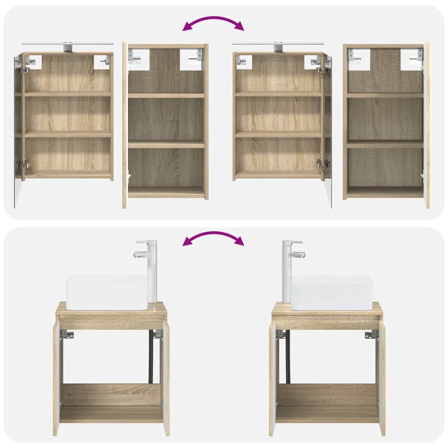 Ensemble d'armoire de salle de bain 5 pcs Chêne Sonoma - 14