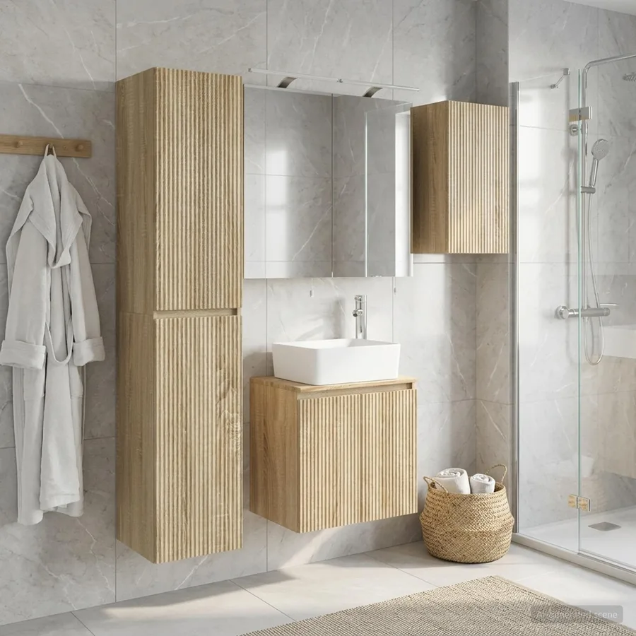 Ensemble d'armoire de salle de bain 5 pcs Chêne Sonoma - 4