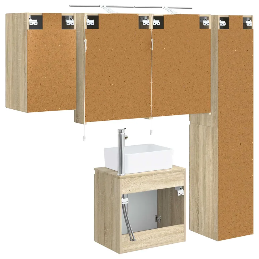 Ensemble d'armoire de salle de bain 5 pcs Chêne Sonoma - 9