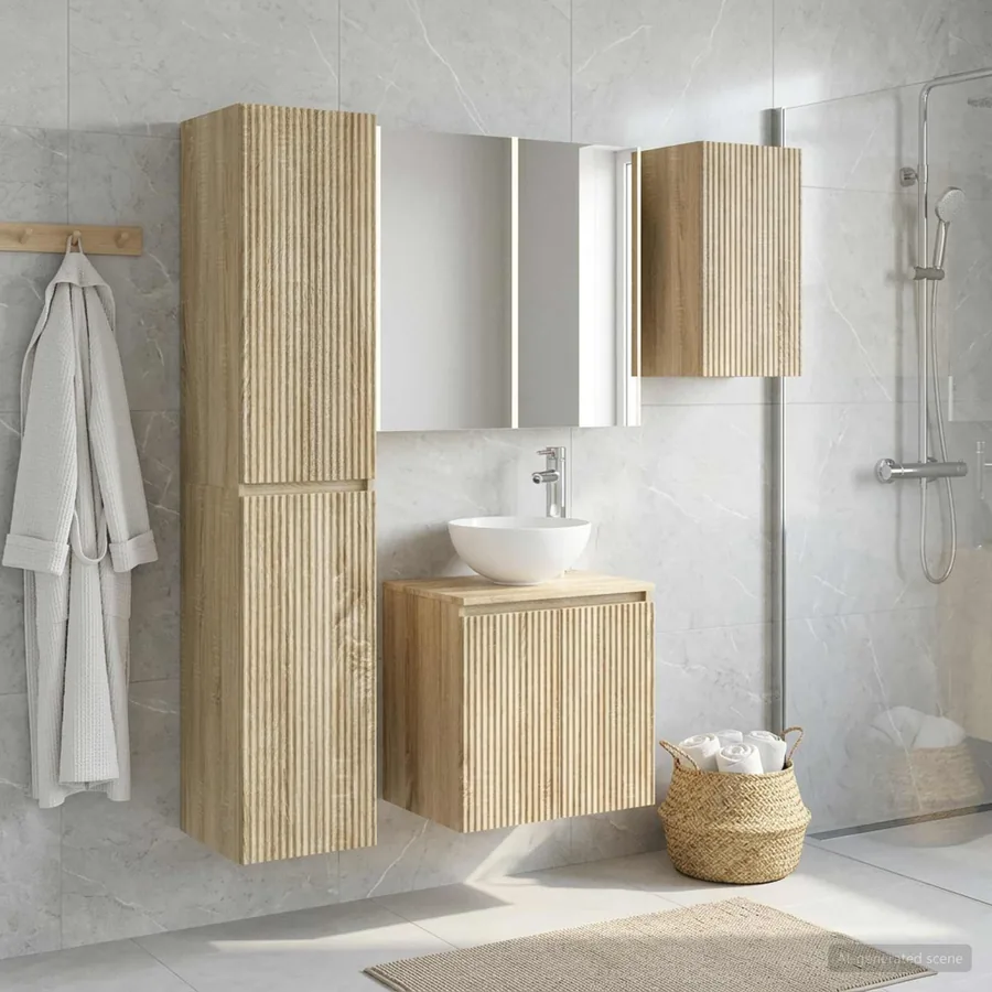 Ensemble d'armoire de salle de bain 5 pcs Chêne Sonoma
