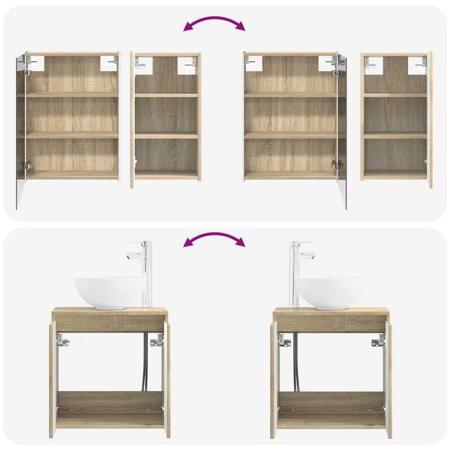 Ensemble d'armoire de salle de bain 5 pcs Chêne Sonoma - 14