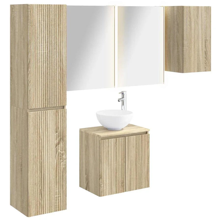Ensemble d'armoire de salle de bain 5 pcs Chêne Sonoma - 2