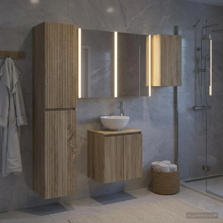 Ensemble d'armoire de salle de bain 5 pcs Chêne Sonoma - 4