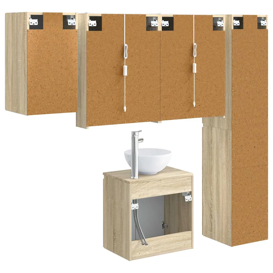 Ensemble d'armoire de salle de bain 5 pcs Chêne Sonoma - 9