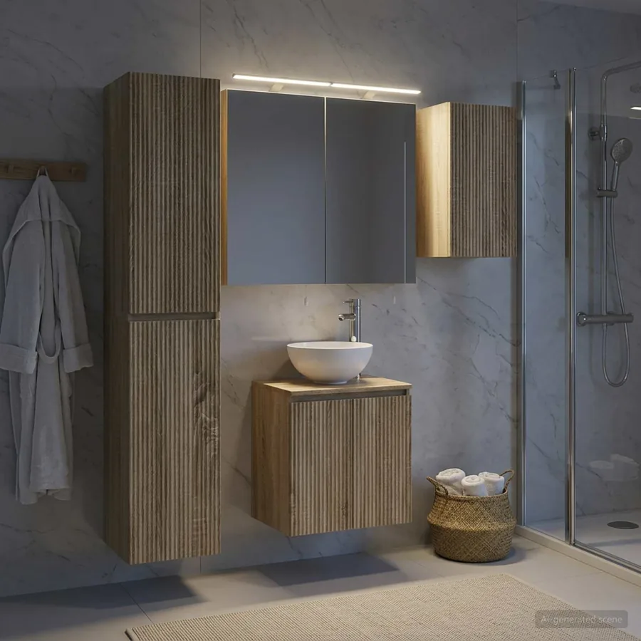 Ensemble d'armoire de salle de bain 5 pcs Chêne Sonoma
