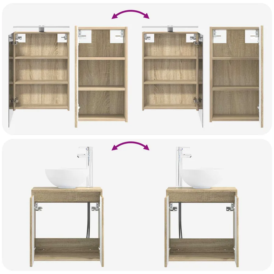 Ensemble d'armoire de salle de bain 5 pcs Chêne Sonoma - 14