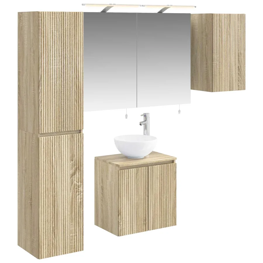 Ensemble d'armoire de salle de bain 5 pcs Chêne Sonoma - 2
