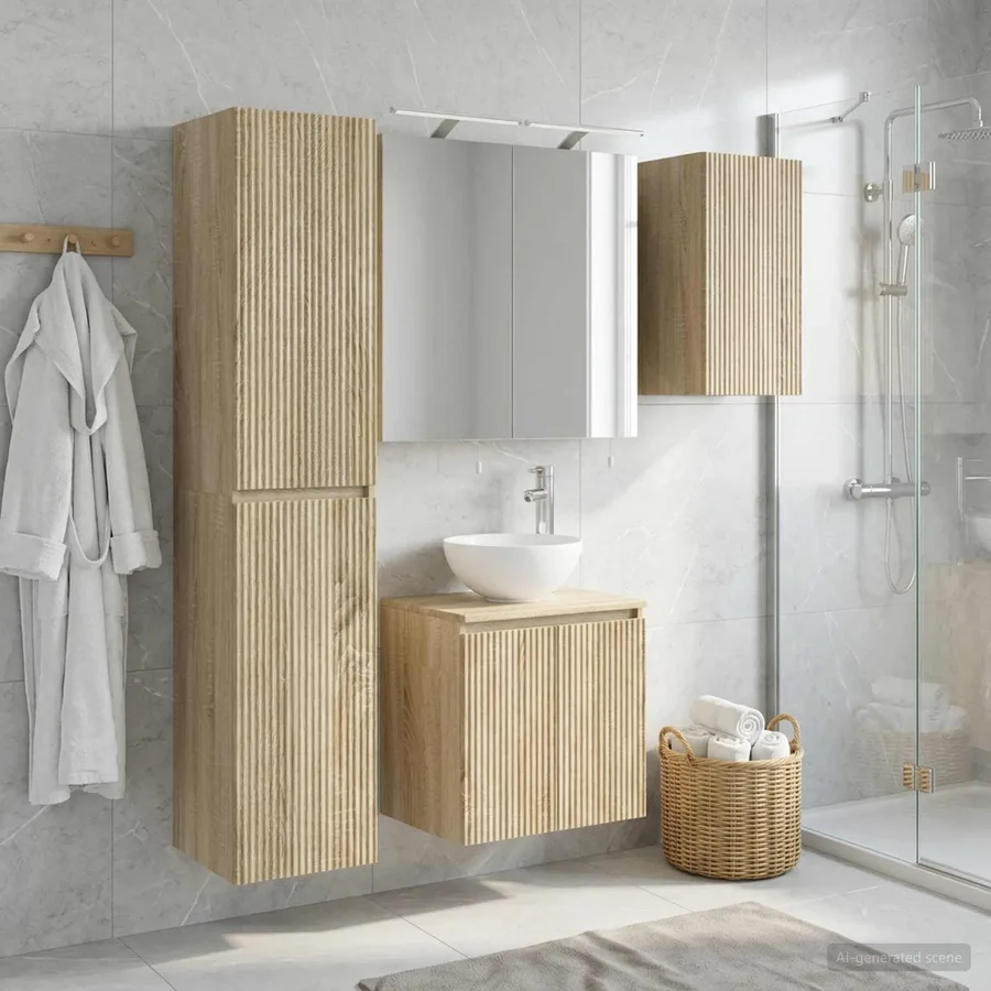 Ensemble d'armoire de salle de bain 5 pcs Chêne Sonoma - 4