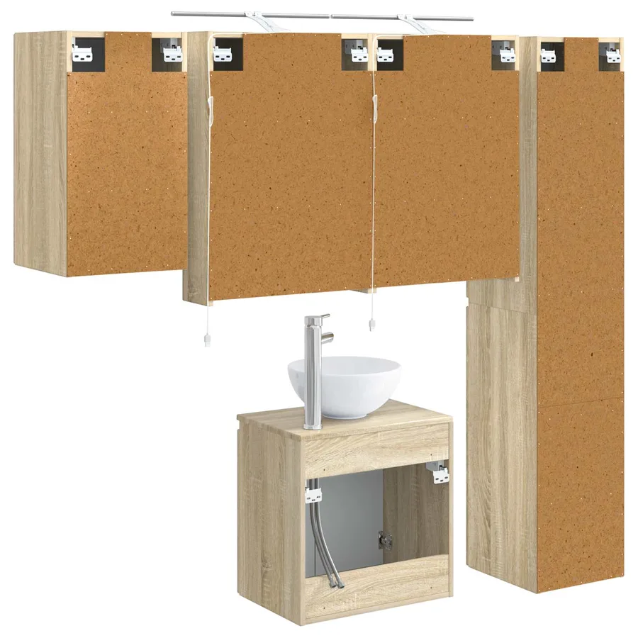 Ensemble d'armoire de salle de bain 5 pcs Chêne Sonoma - 9