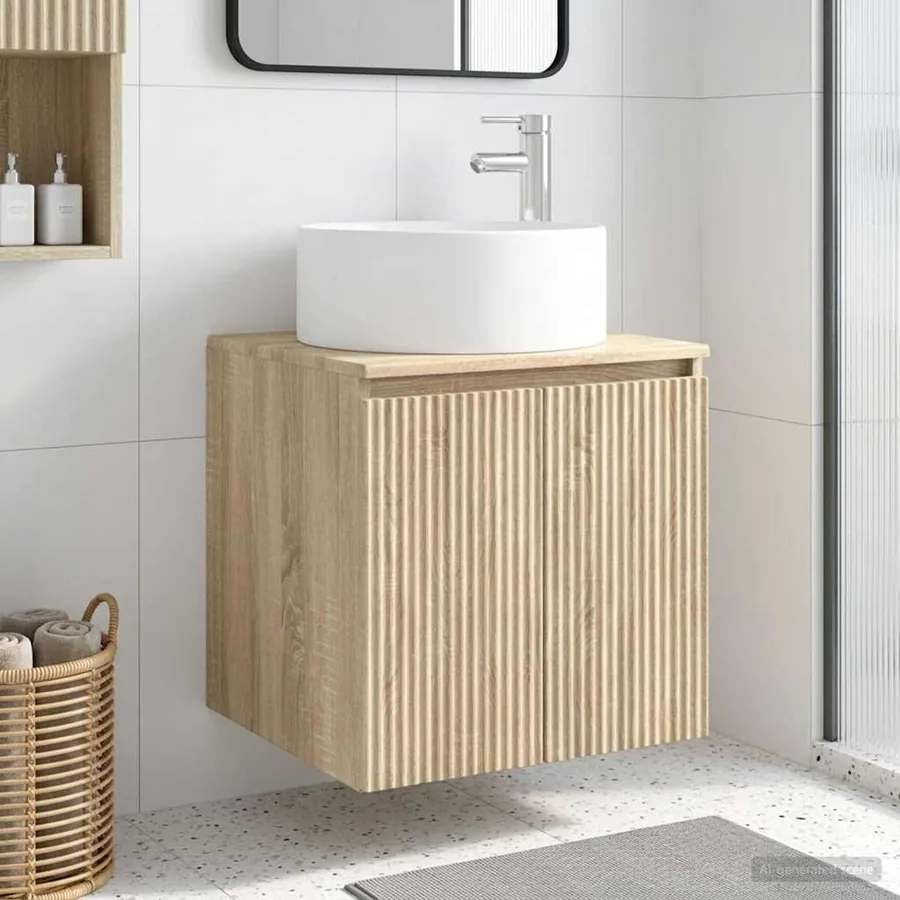 Meuble de lavabo mural Chêne Sonoma 49,5 x 44,5 x 65,5 cm