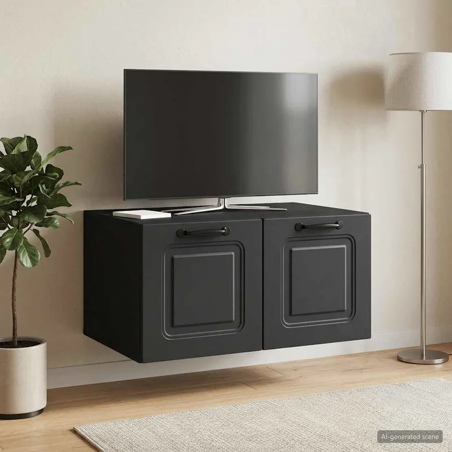 Meuble TV mural Noir 59,5 x 41 x 30 cm Bois d'ingénierie - 4