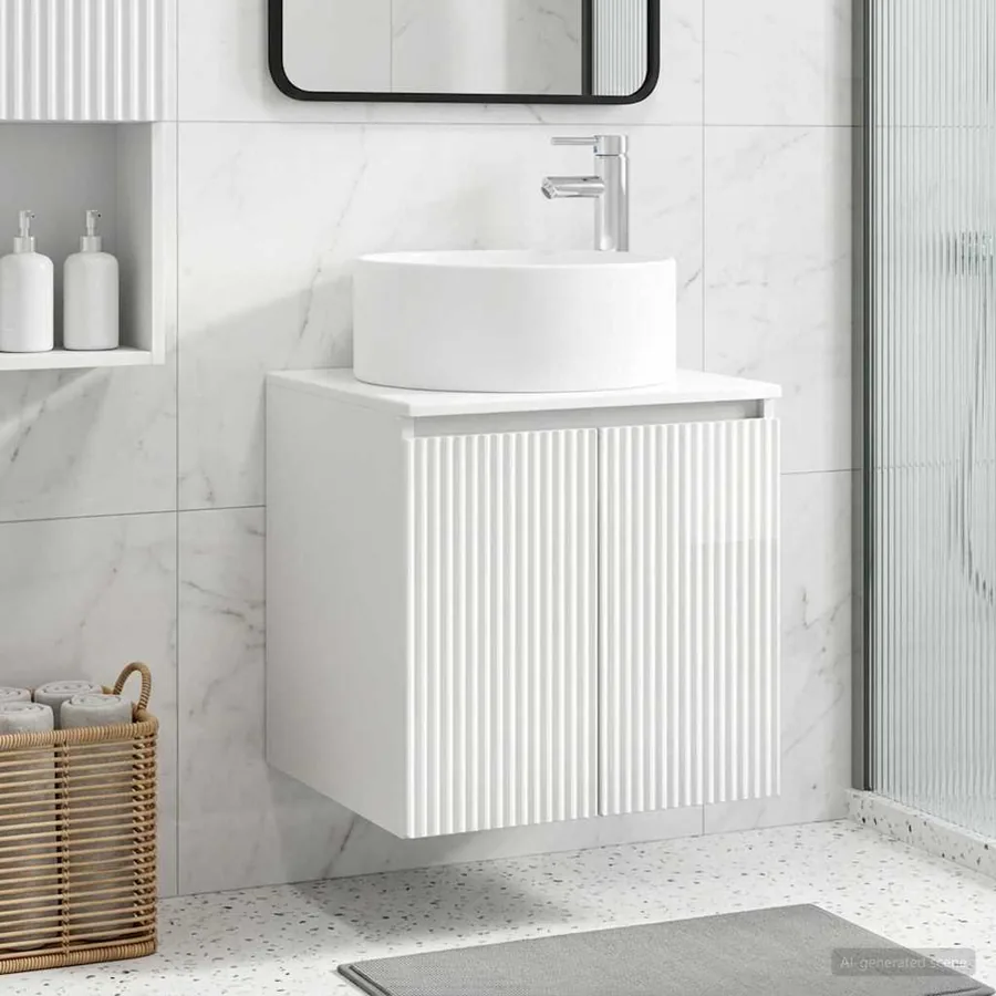 Meuble de lavabo mural Blanc brillant 49,5 x 44,5 x 65,5 cm