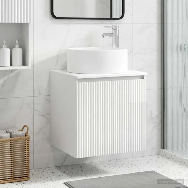 Meuble de lavabo mural Blanc brillant 49,5 x 44,5 x 65,5 cm