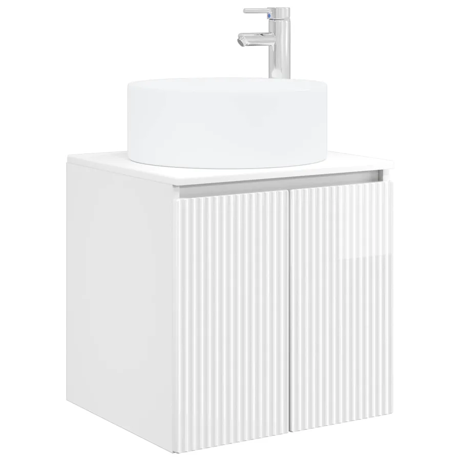 Meuble de lavabo mural Blanc brillant 49,5 x 44,5 x 65,5 cm - 2
