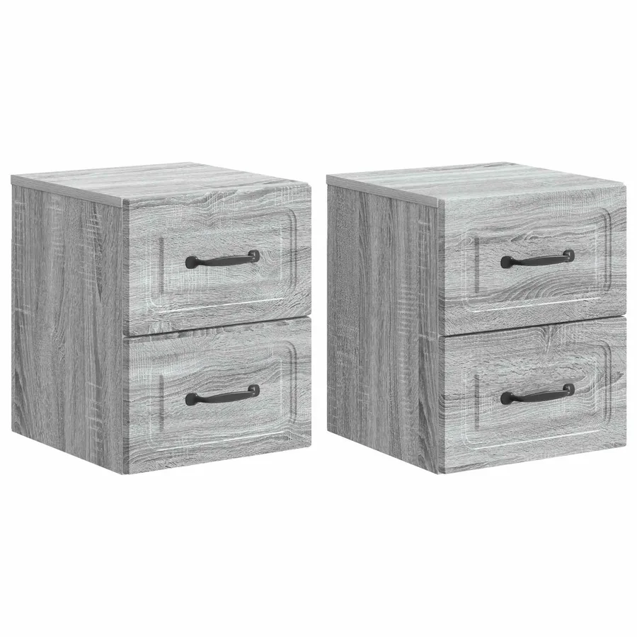 Cabinet de chevet mural 2 pcs Sonoma gris 34,5 x 33 x 40 cm - 2